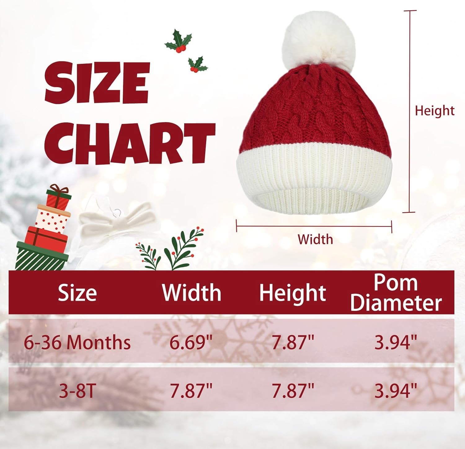 Century Star Baby Christmas Hat Knit Santa Beanie for Kids