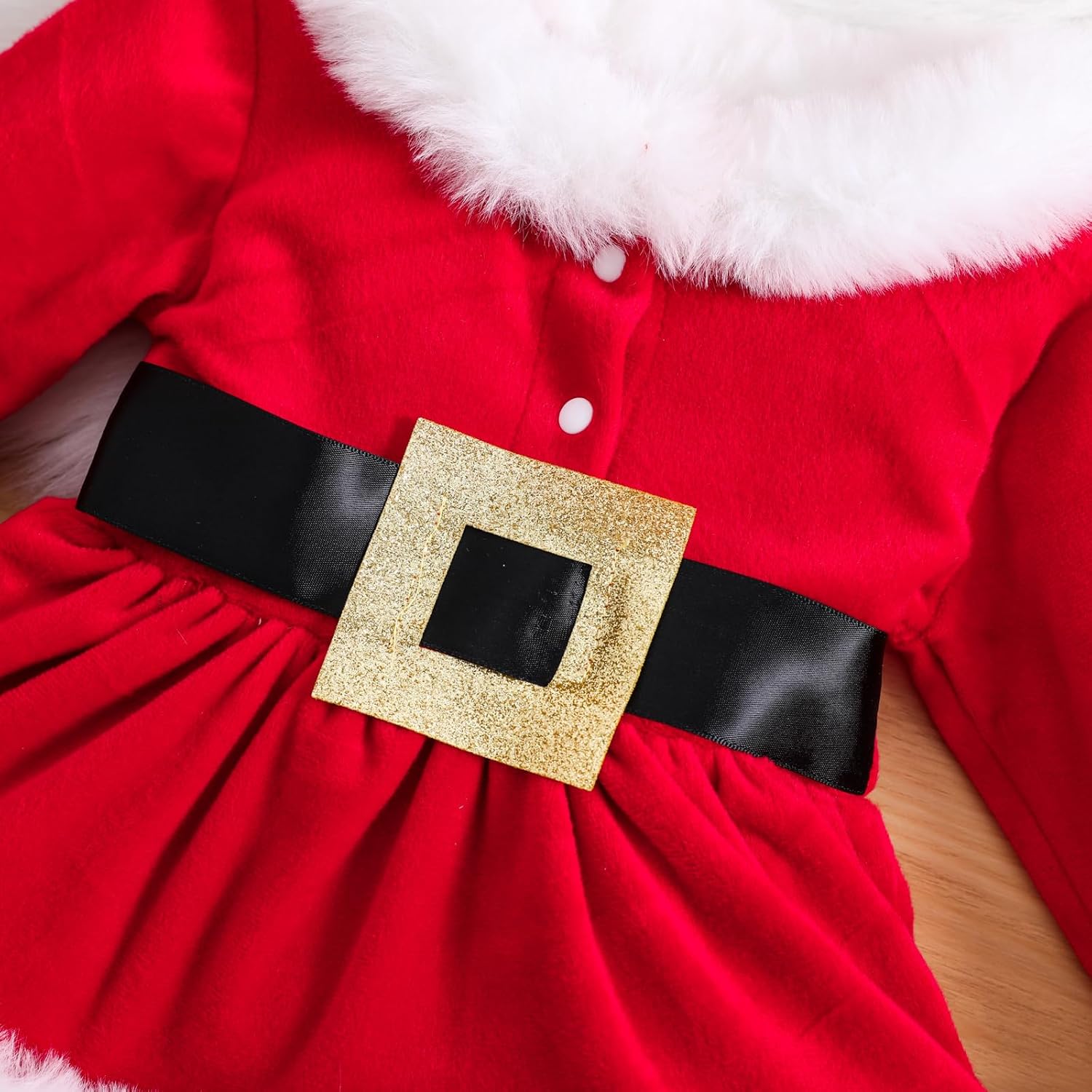 WASAIGOOD Christmas Soft Velvet Romper for Baby