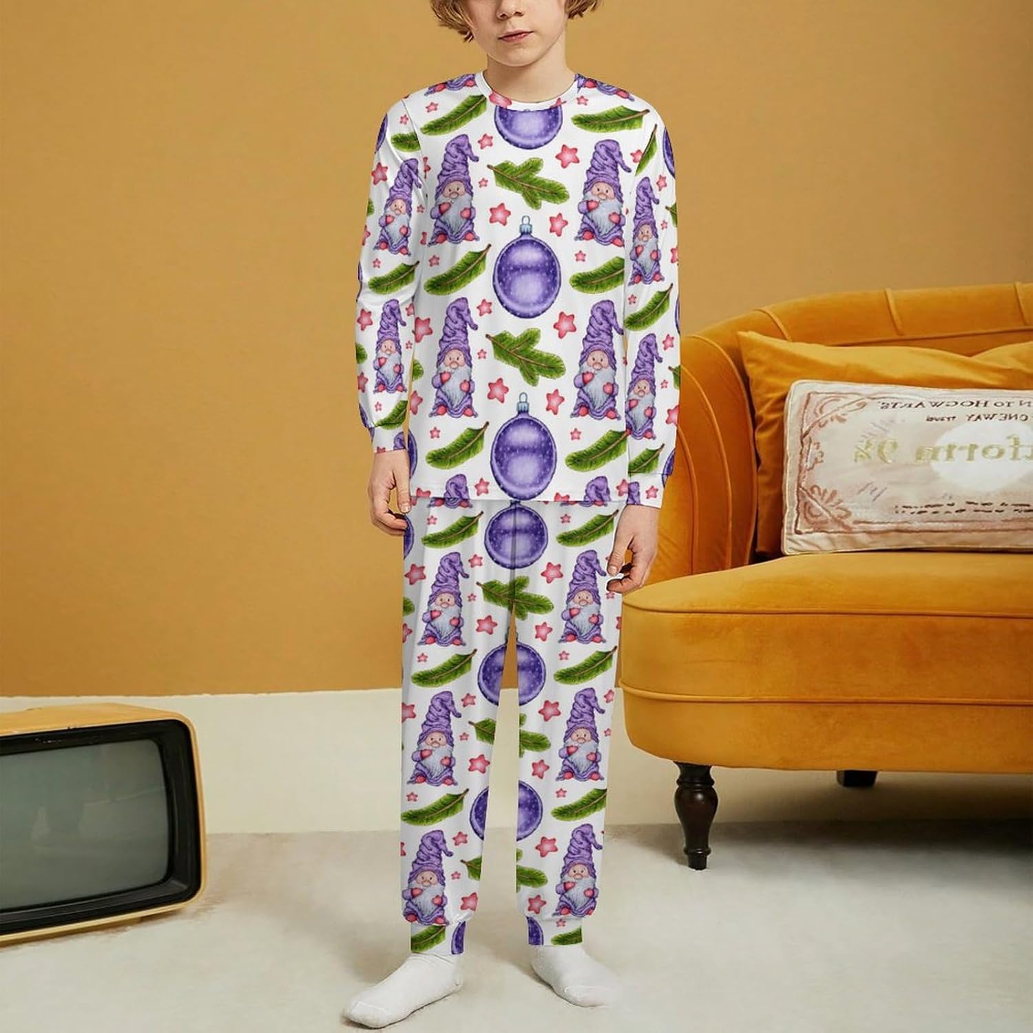 MEIKKO Kids Christmas dumped snowflakes Pajama Set