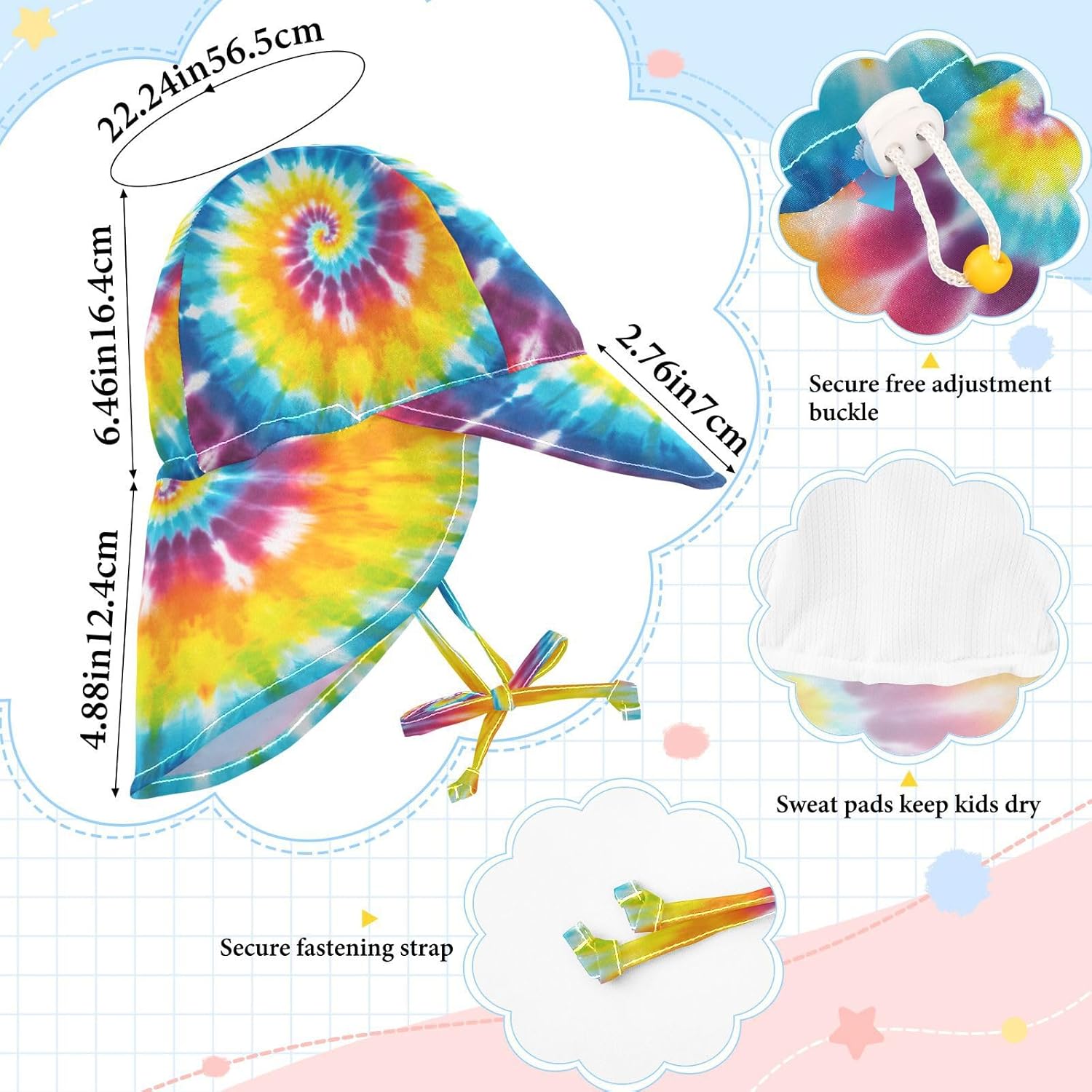 Adorable Adjustable Baby Sun Hat UPF 50