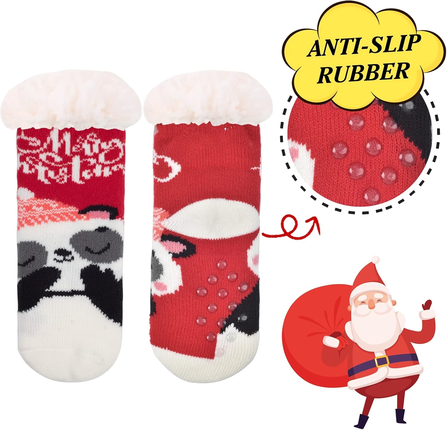 3 Pairs Warm Sherpa Lined Slipper Socks