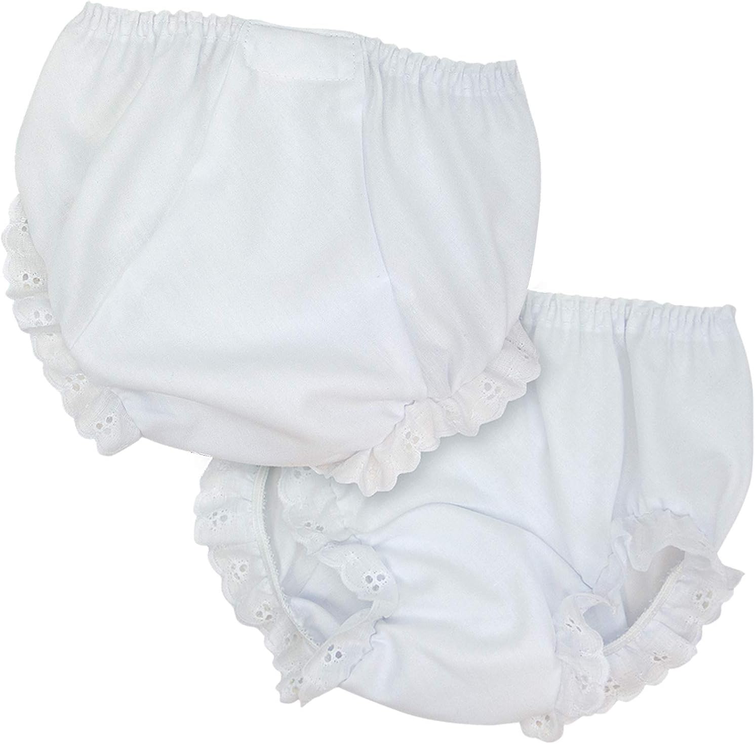 IC Collections Baby Girls Double Seat Diaper Bloomers White