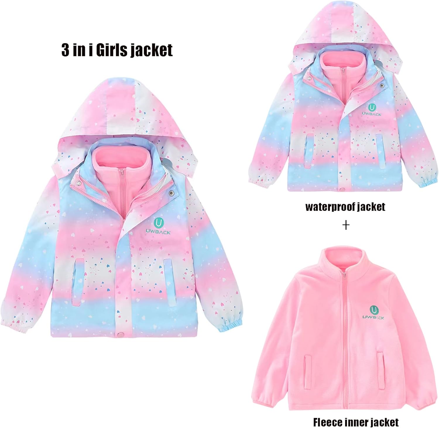 Weather-Adaptable Girls 3-in-1 Fleece Jacket