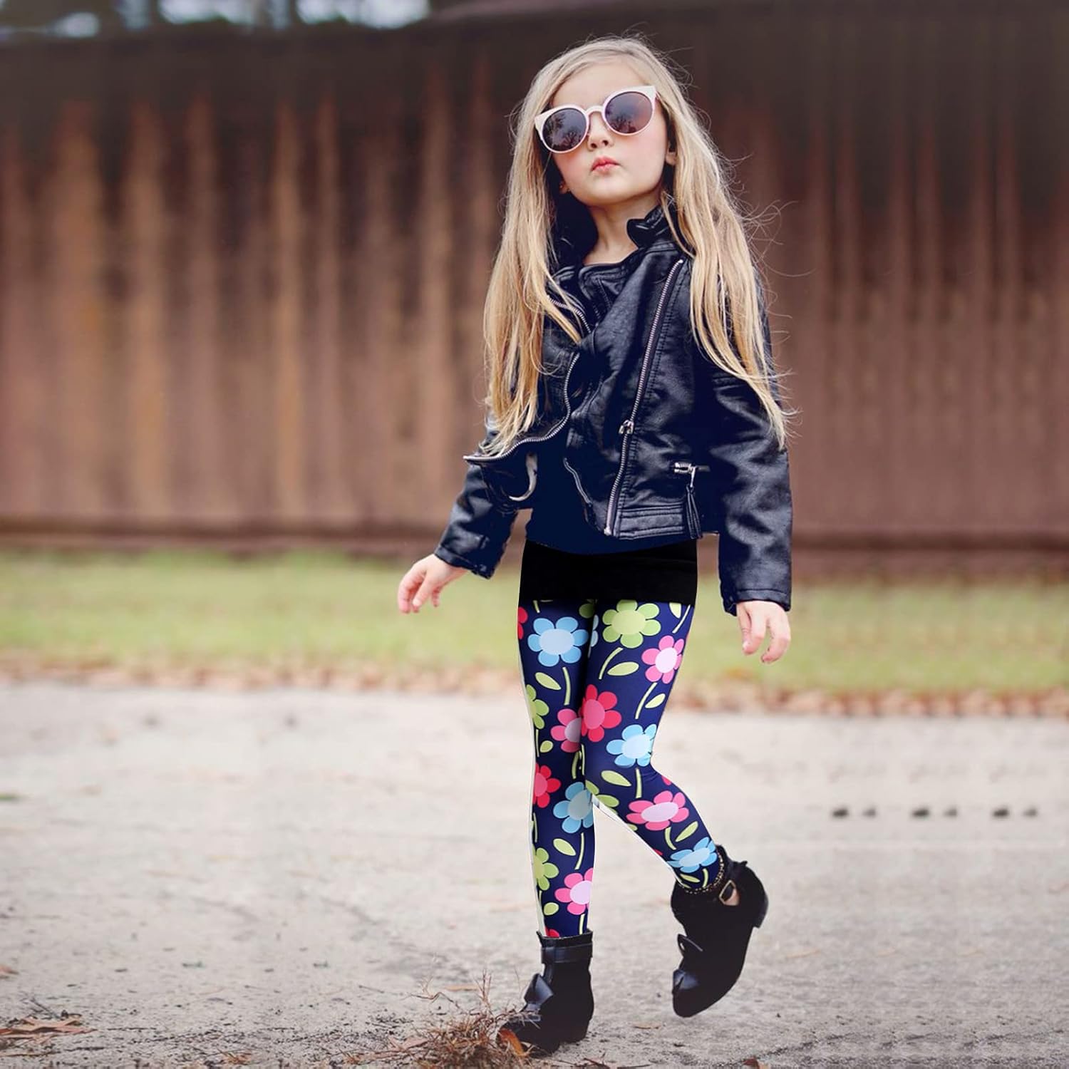 Toddler Girls Boys Fashion FallSpring Loose Pants Bottoms Dark Blue Floral Prints