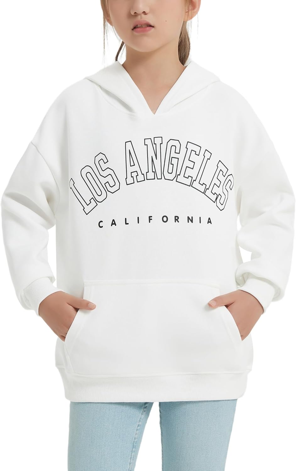 EXARUS Girls Crop Graphic Hoodie