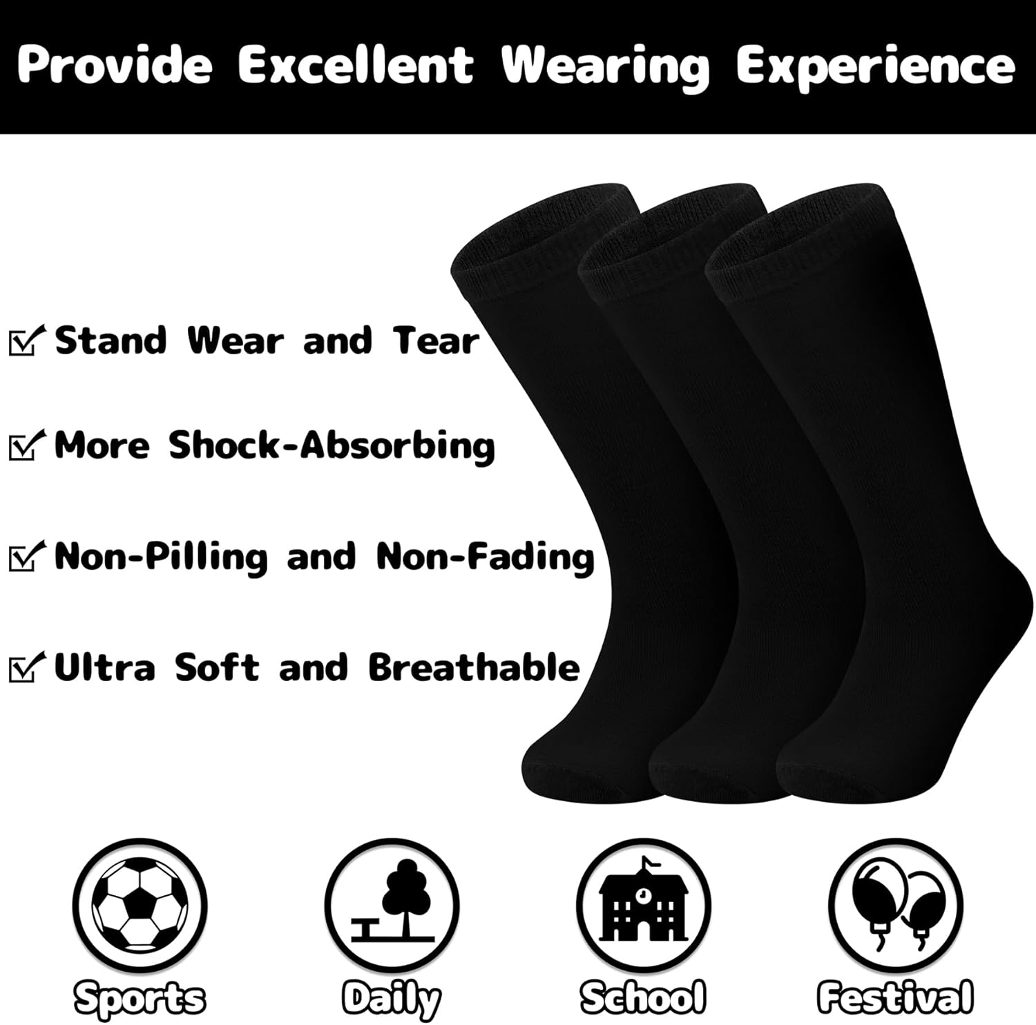 Comfortable Stylish Toddler Soccer Socks for Boys Girls