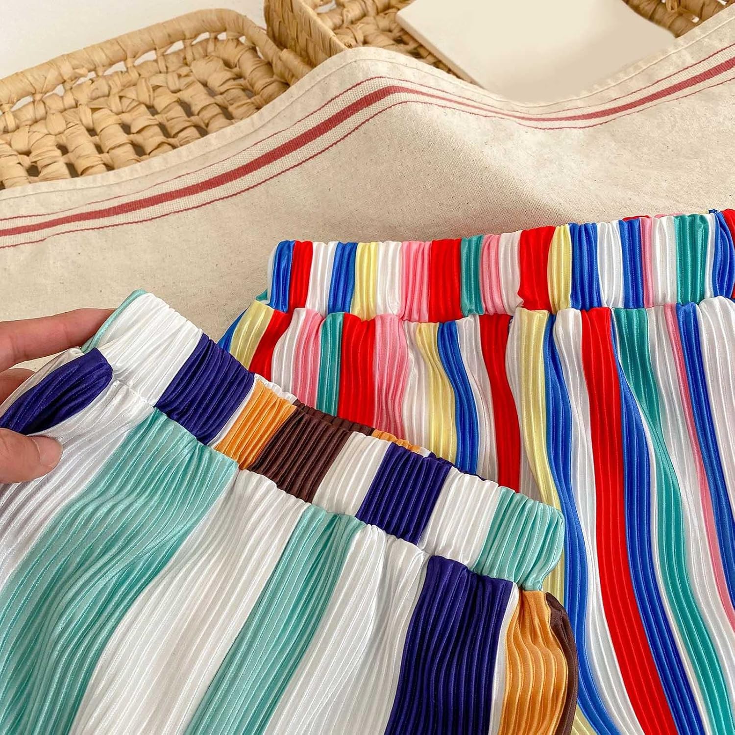 Tropical Stripe Summer Outfit Boys Girls Cotton Pants