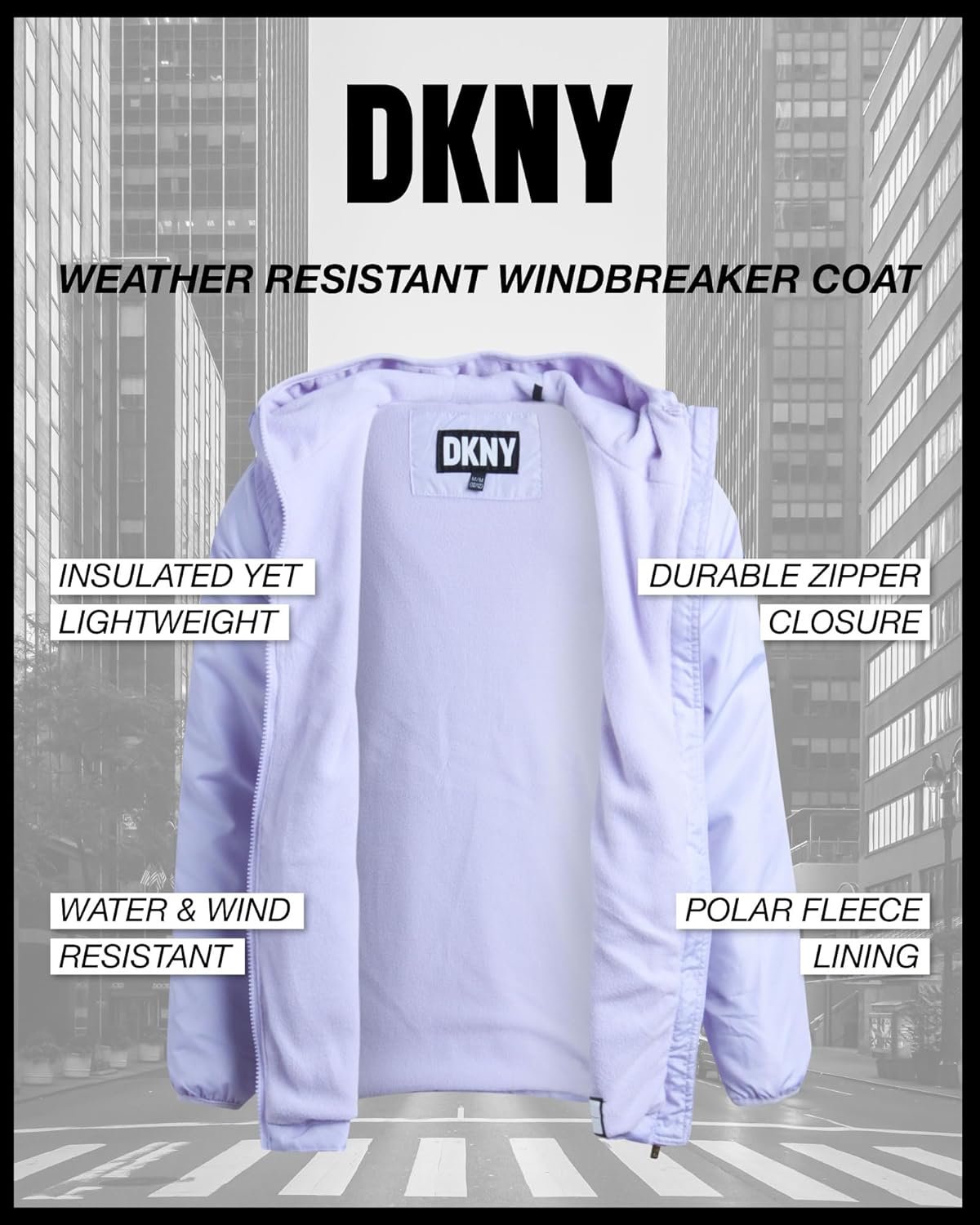 DKNY Girls Anorak Jacket - Weather Resistant Polar Fleece