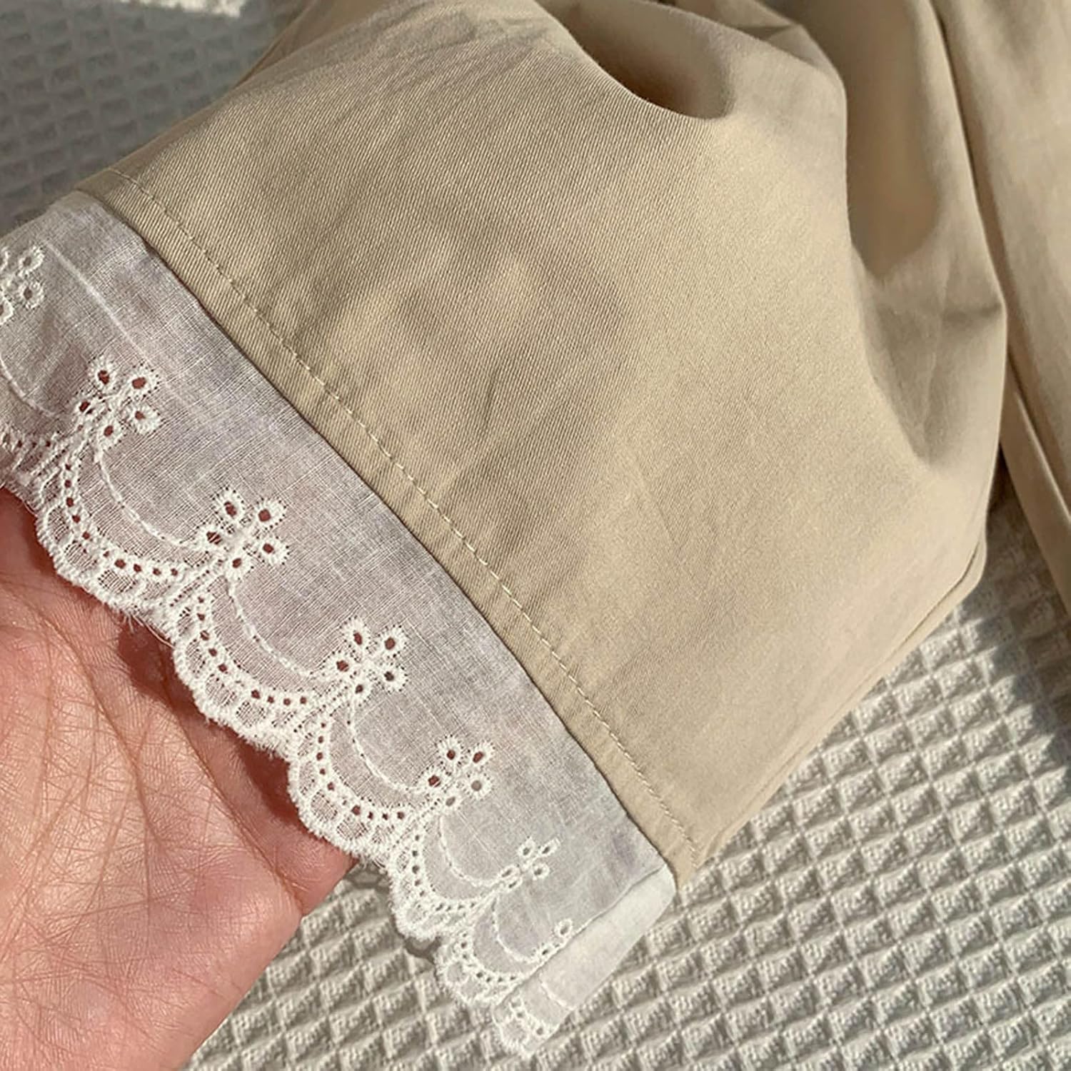 Cute Lace Trim Wide Leg Summer Pants Elastic Waist 1-10 Years