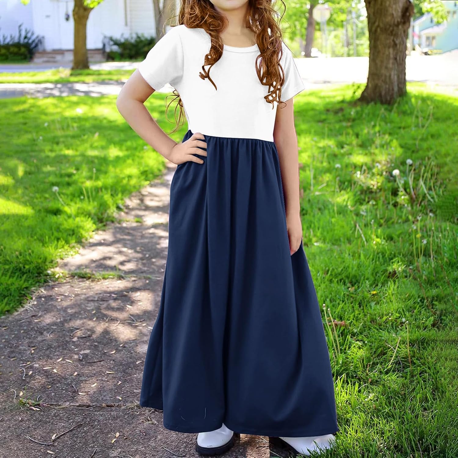 Girls Summer Casual Dress with Pockets