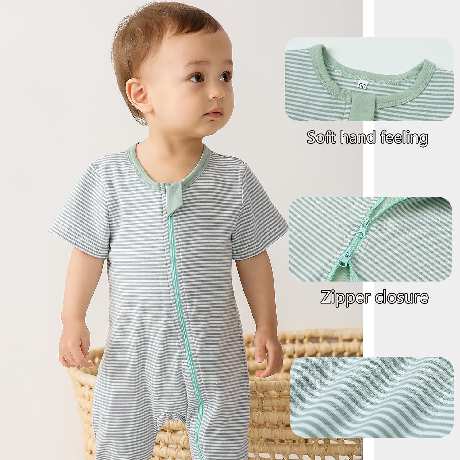 Feidoog Toddler Boys Girls Zipper Romper Set