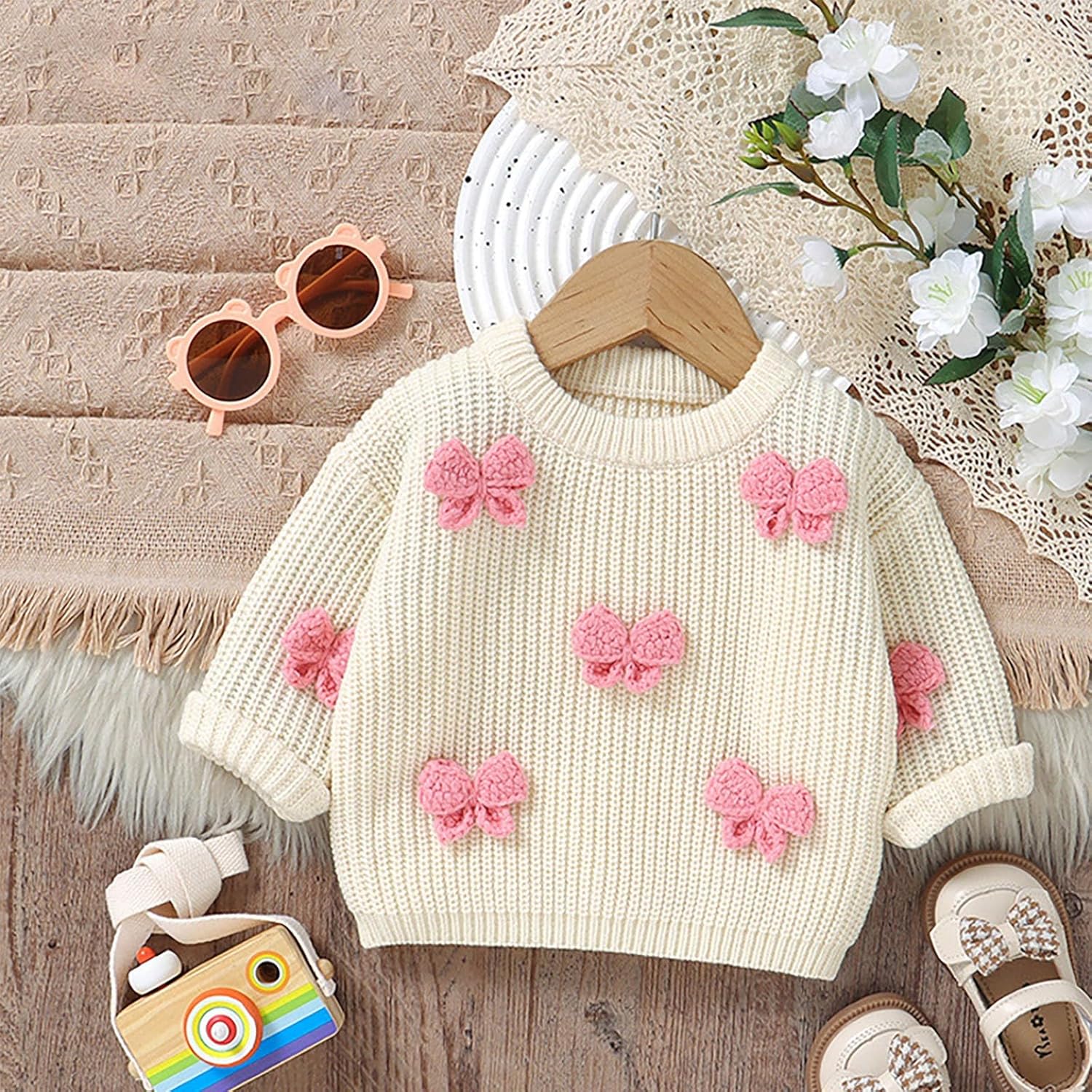 ToddlBy Baby Girls Soft Knit Sweater Pullover 6-9 Months Warm and Cozy