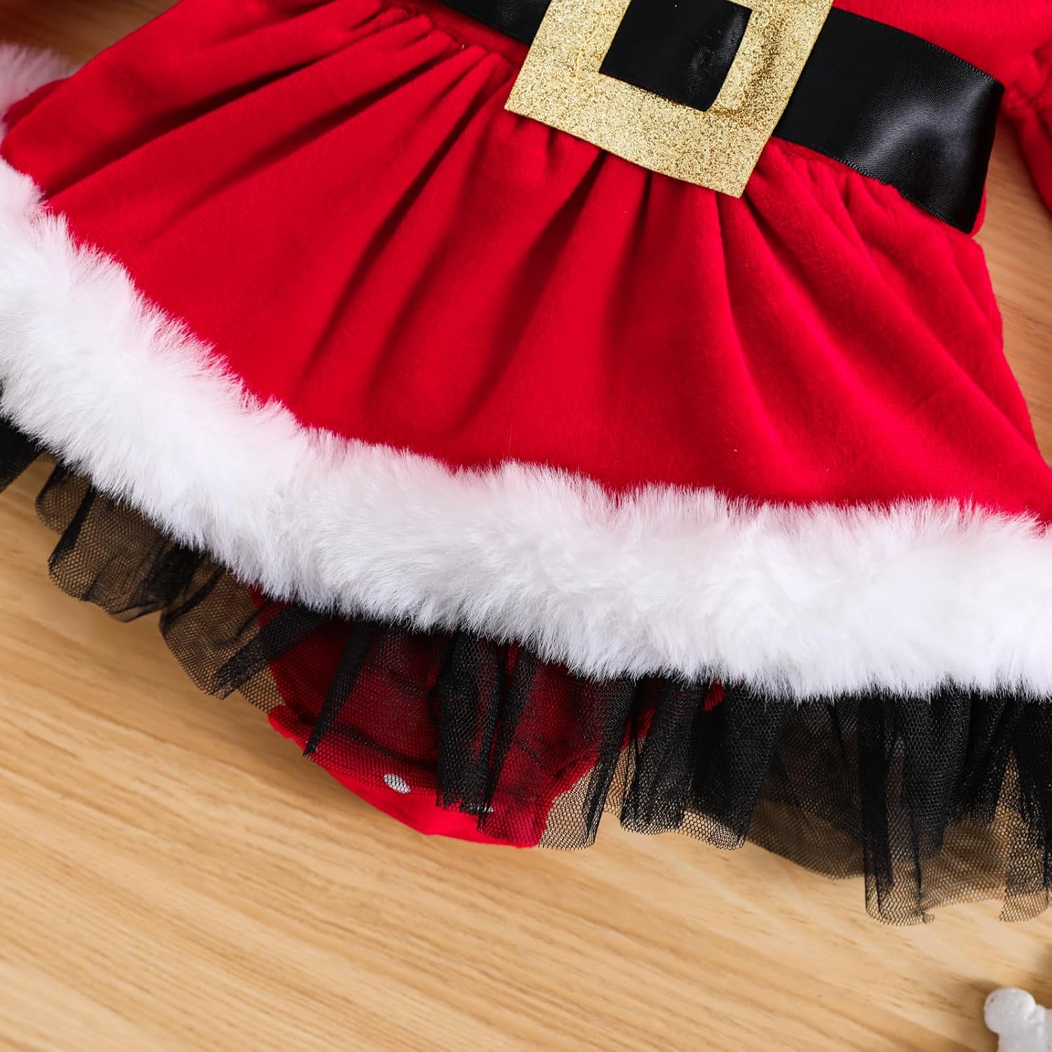 WASAIGOOD Christmas Soft Velvet Romper for Baby