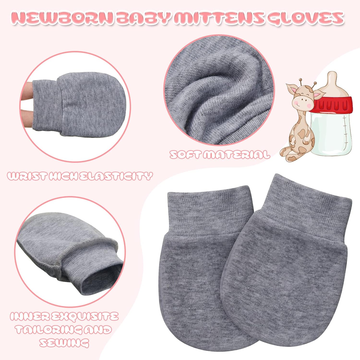 9-Pair No Scratch Newborn Gloves