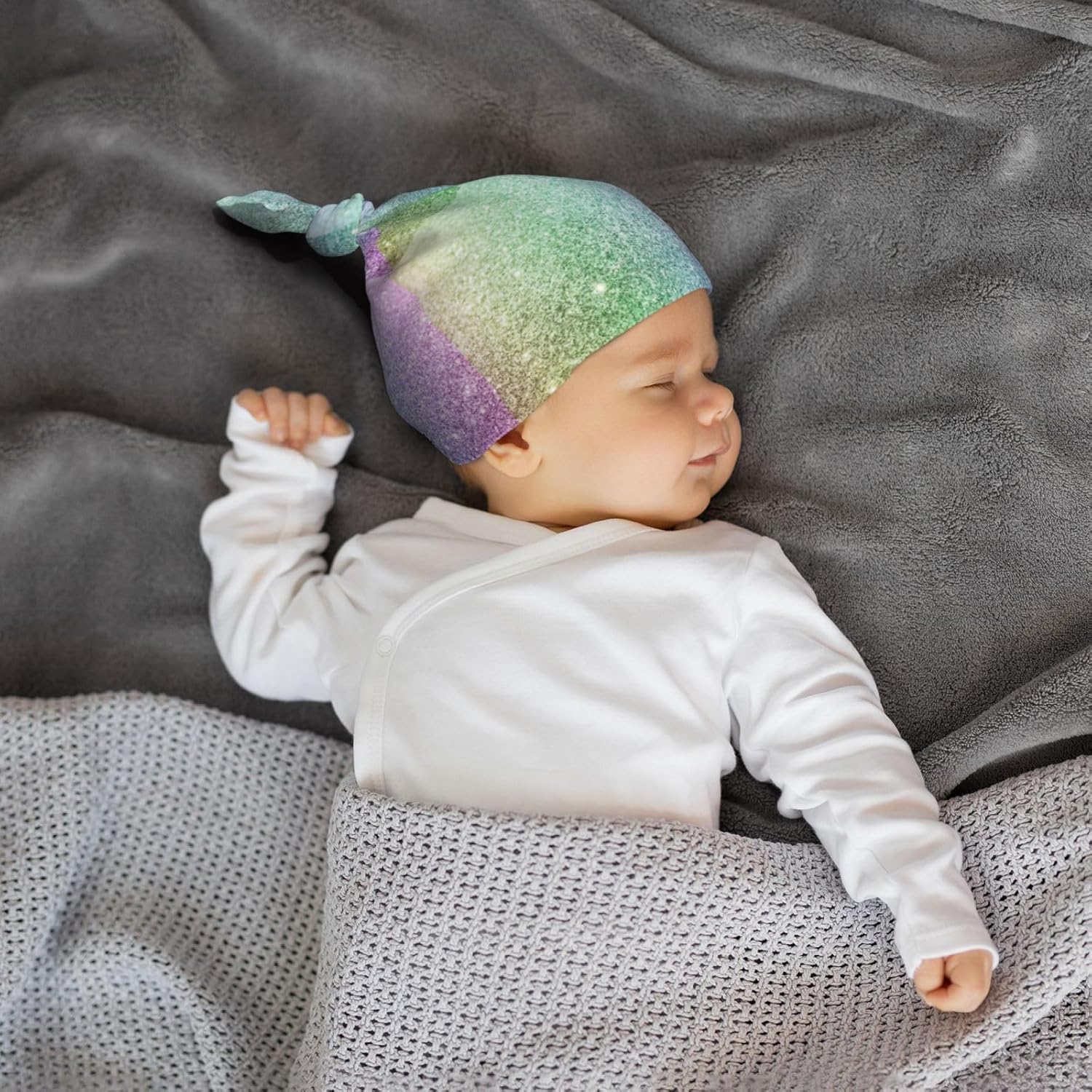 Newborn Baby Beanie Stretchy Soft Black 0-6 Months