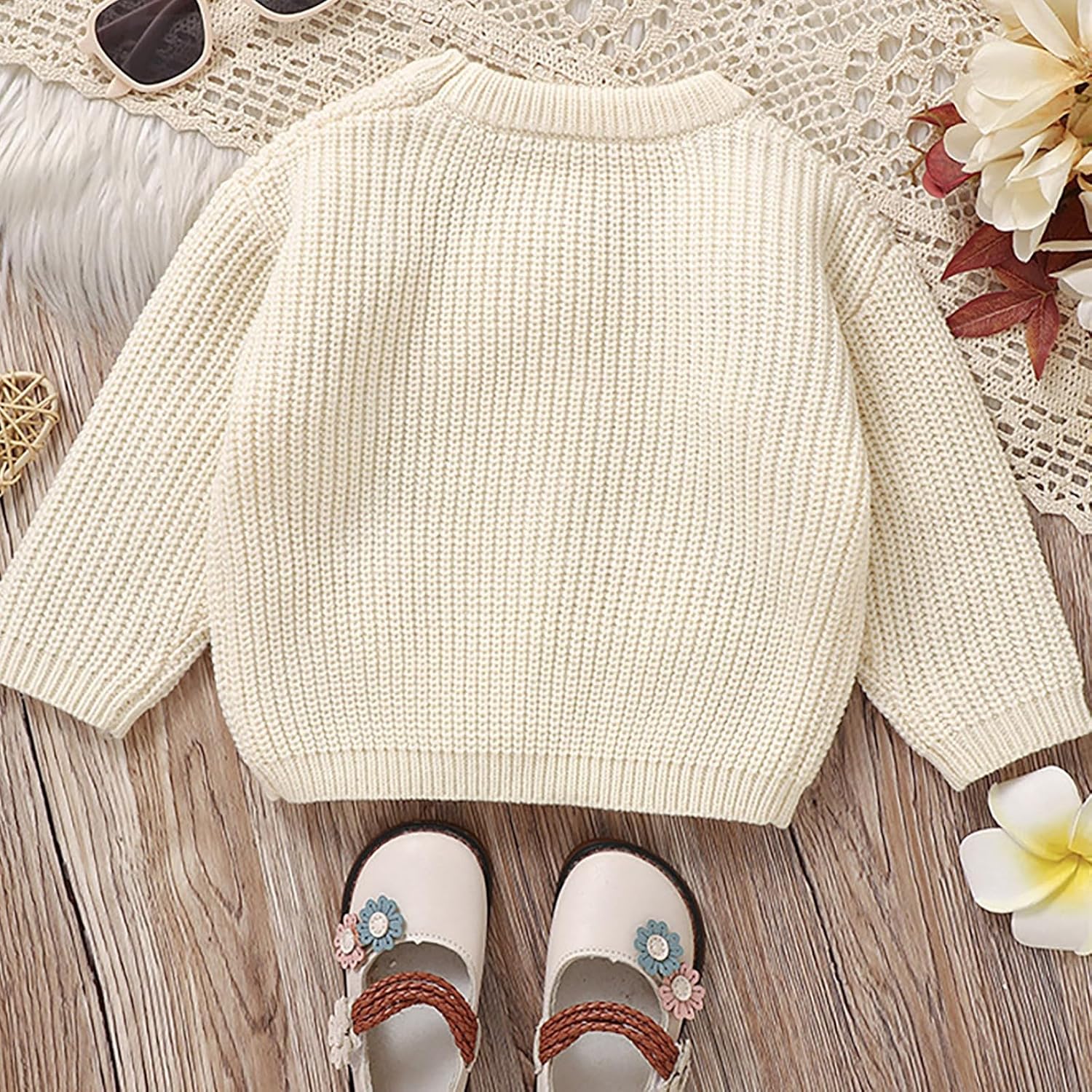 Baby Girl Cotton Sweater Butterfly Embroidery Crewneck Cardigan