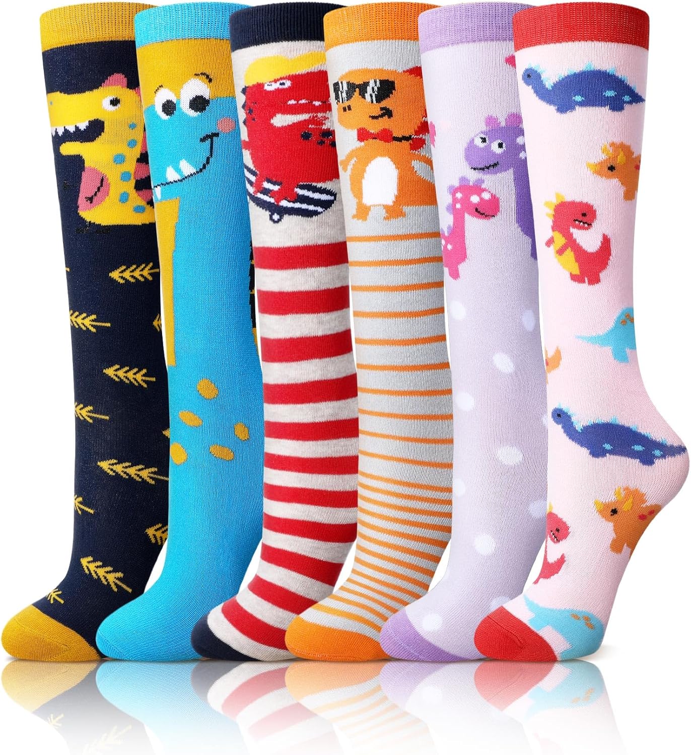 Kids Dinosaur Socks Funny Knee Highs for Girls Warm and Cozy