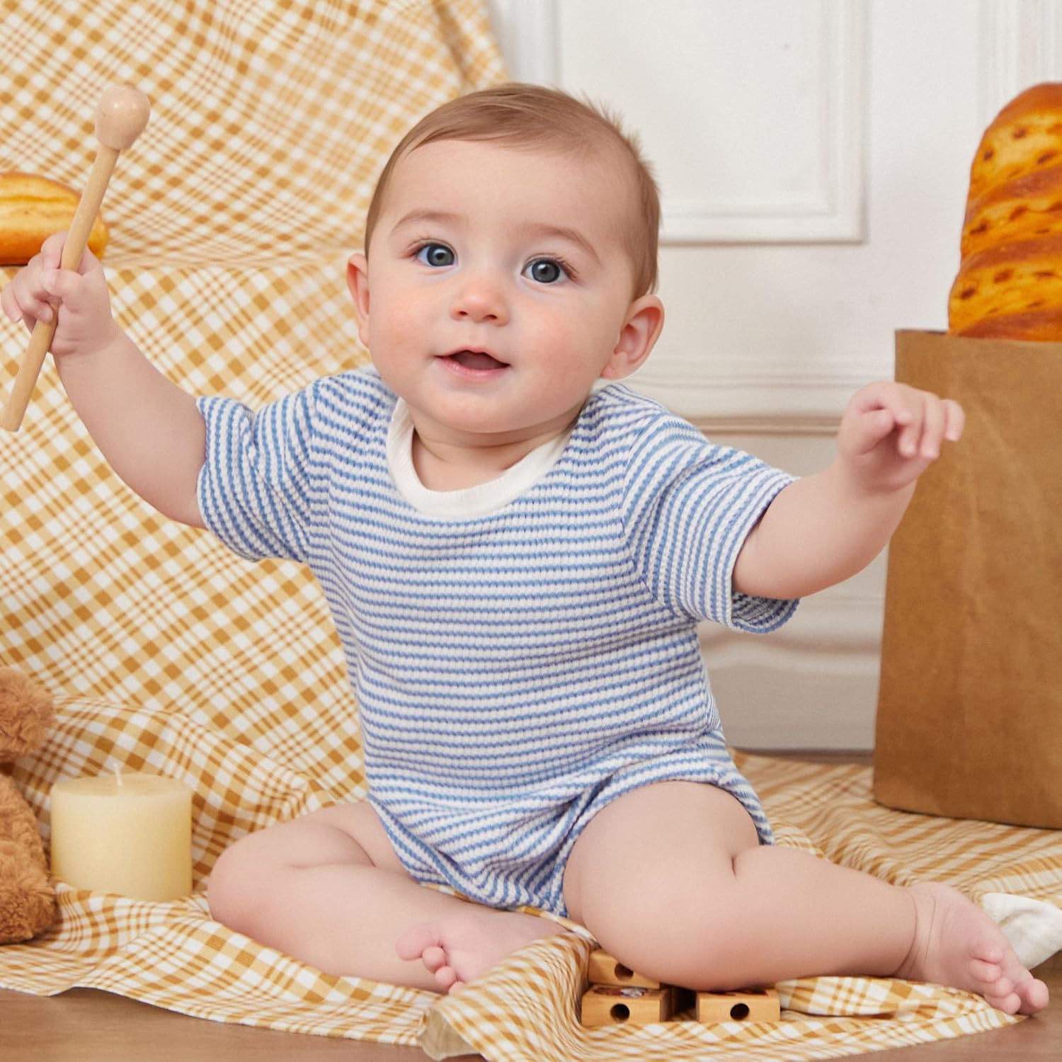 Cute Striped Romper for Boys Girls Perfect for Daily Summer
