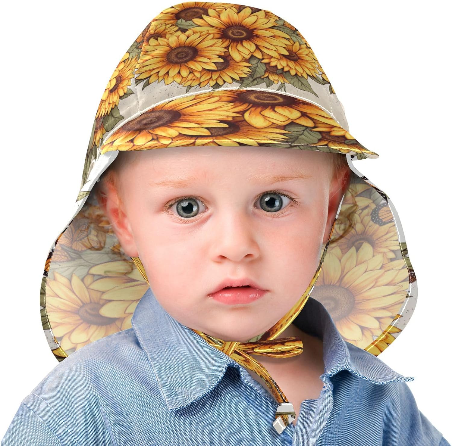 Emelivor Sunflowers Butterfly Baby Sun Hat UPF 50 UV Protection Beach Hat