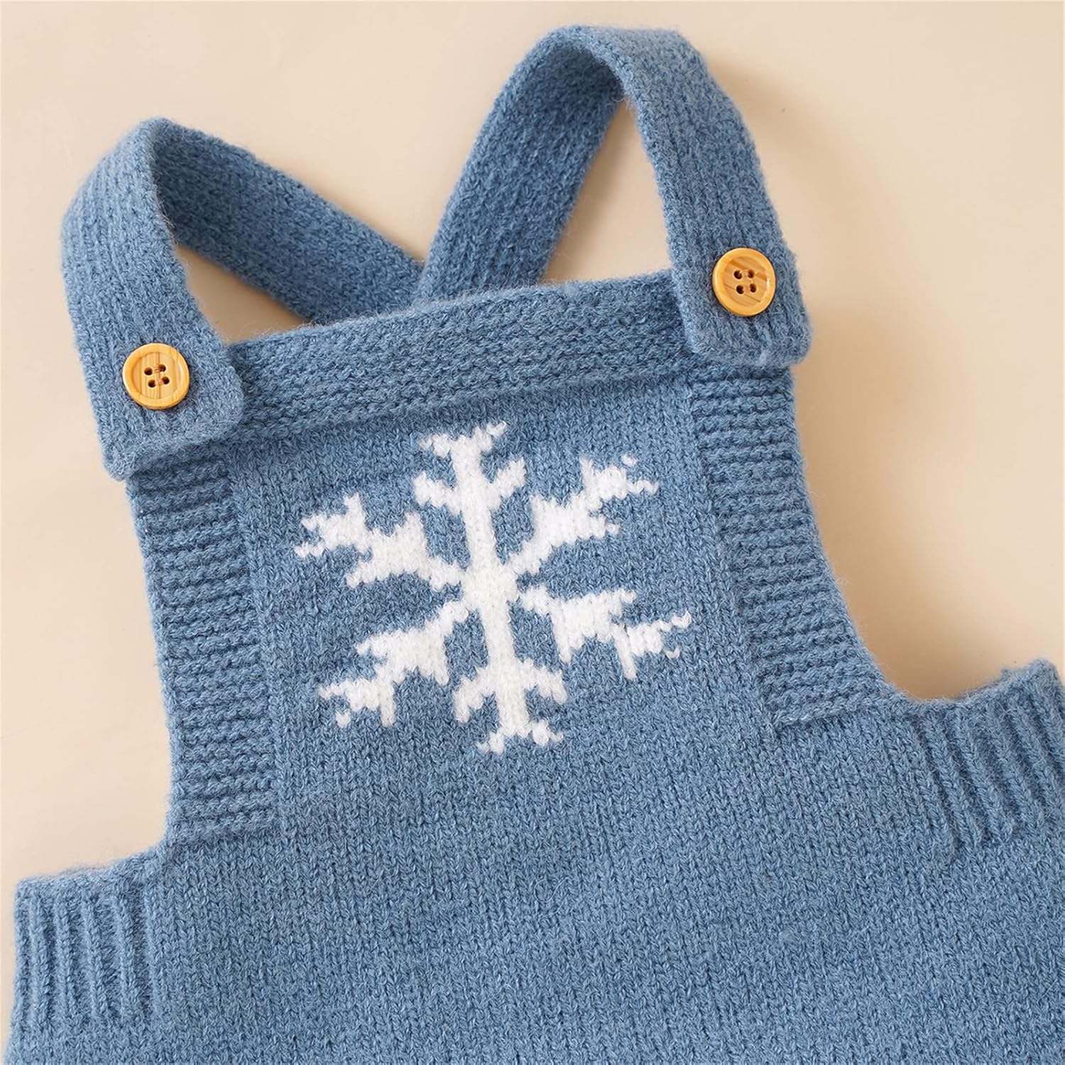 Premium Knit Romper Overalls for Newborns ChristmasSnowflake Themed