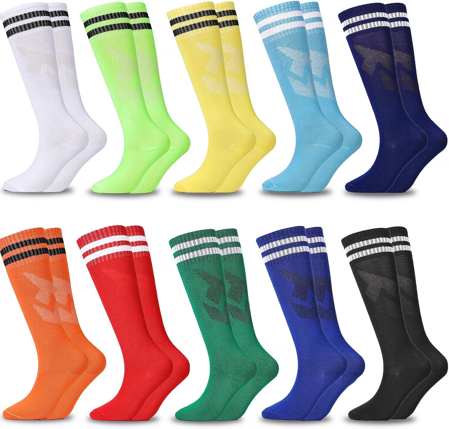 10 Pairs Knee High Soccer Socks for Kids
