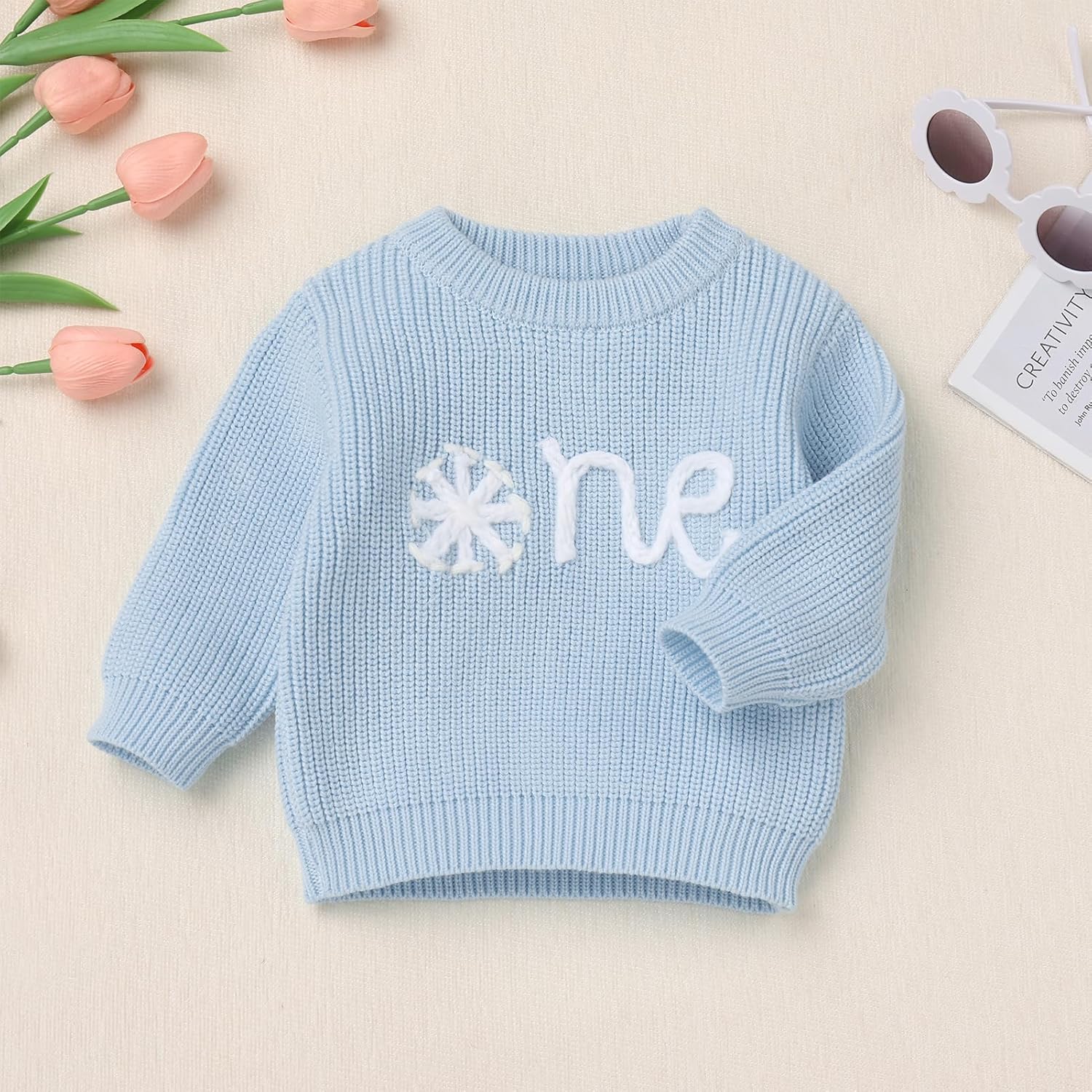 AWIBMK Winter Snowflake 1st Birthday Knitted Sweater for Toddler Boys Girls