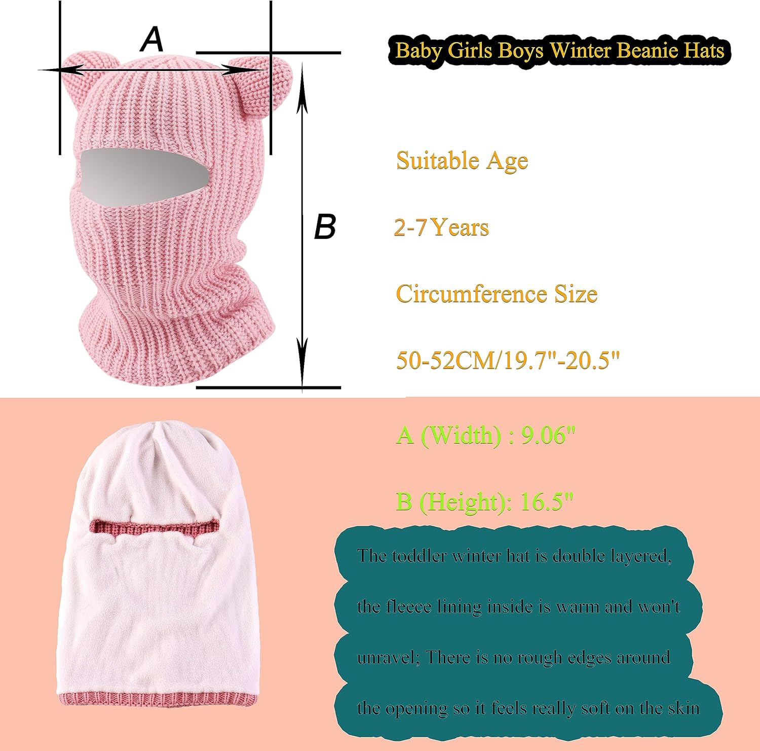 Winter Safe Hat for Kids 2-7