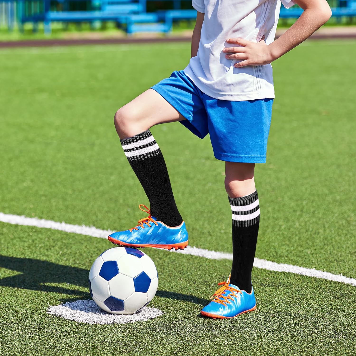 3 Pairs Striped Soccer Socks for Kids