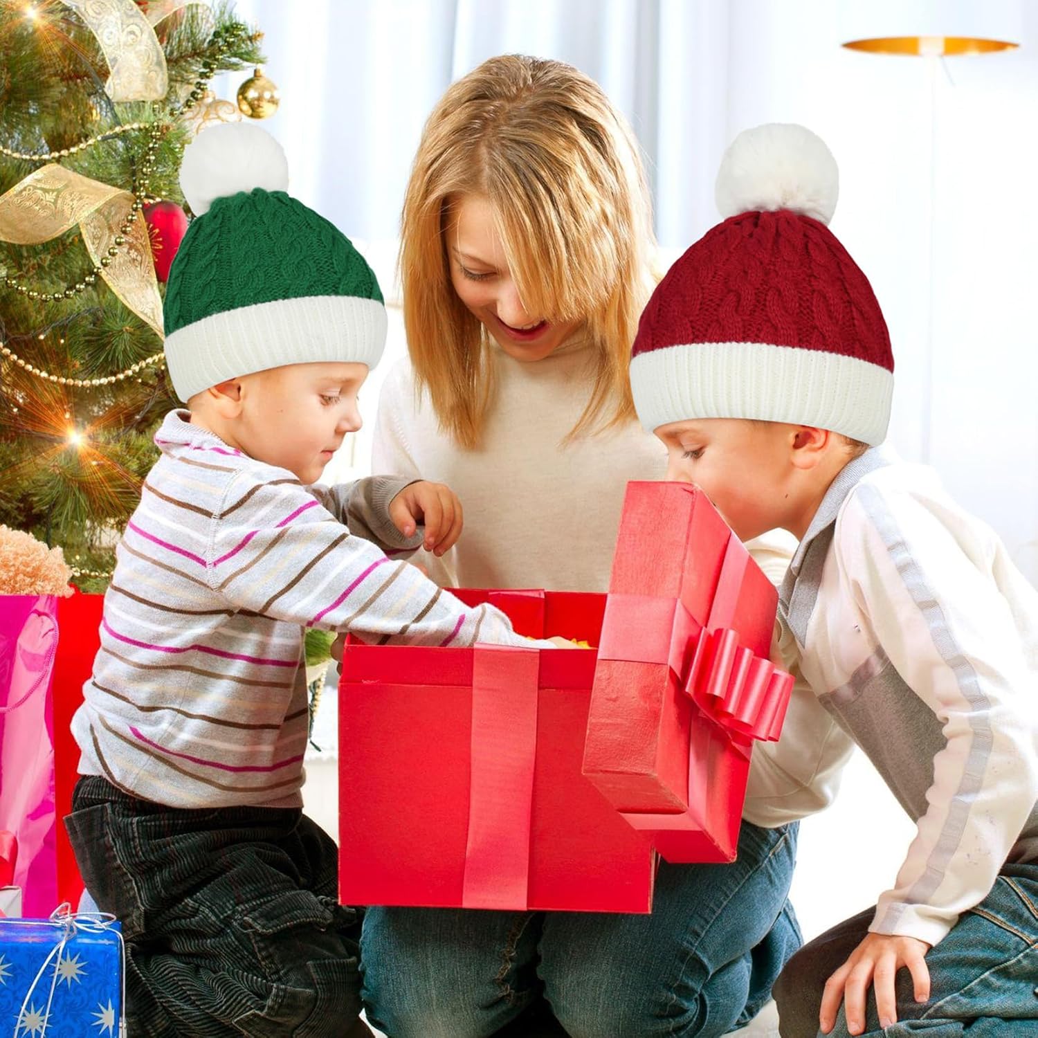 Century Star Baby Christmas Hat Knit Santa Beanie for Kids