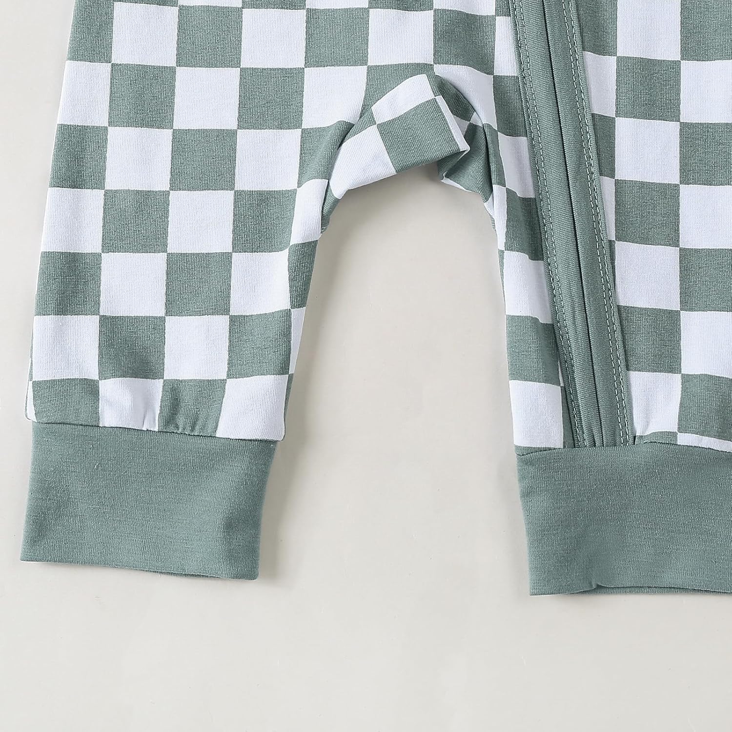 Newborn Baby Boy Girl Checkered Long Sleeve Zipper Romper Jumpsuit One Piece