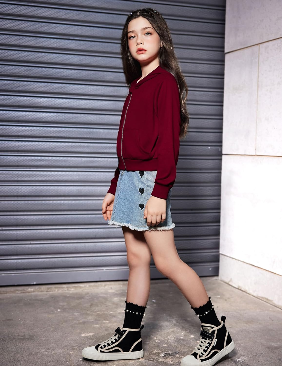 Arshiner Girls Zip Up Cropped Hoodies