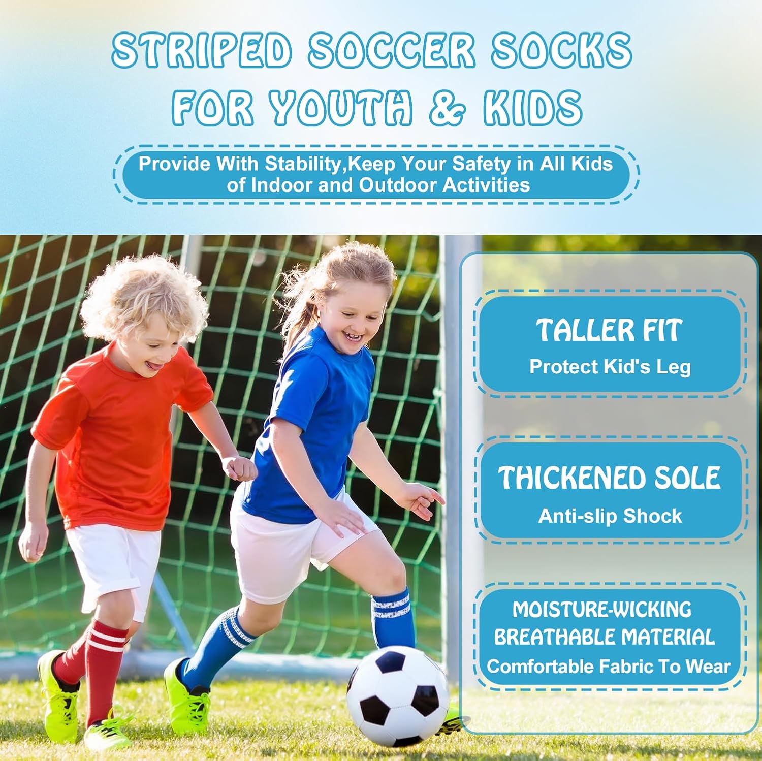 10 Pairs Knee High Soccer Socks for Kids