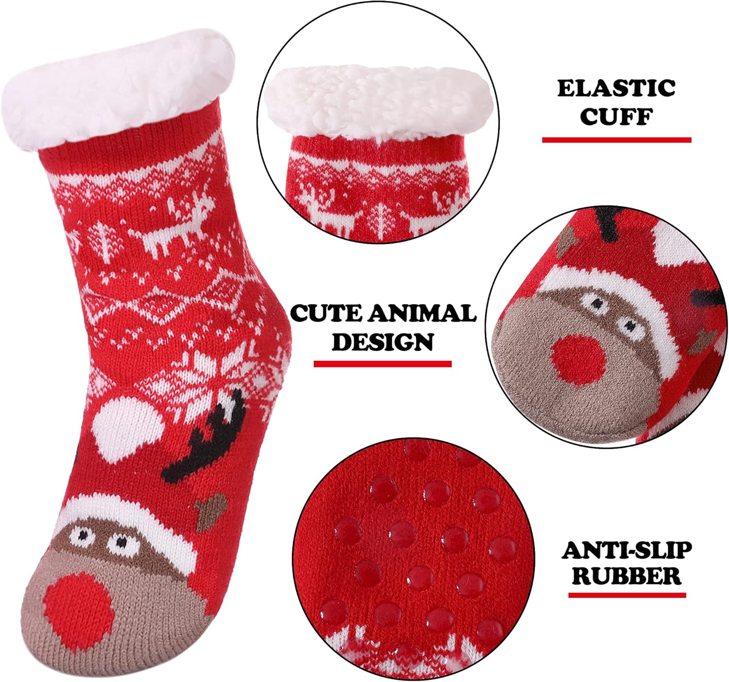 FNOVCO Kids Fuzzy Slipper Socks Boys Girls Warm Winter