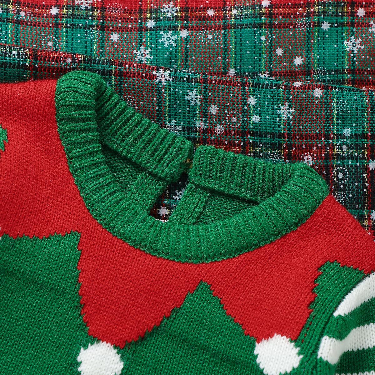 Mimixiong Christmas Outfit Baby Striped Knit Sweater Romper SantaElf