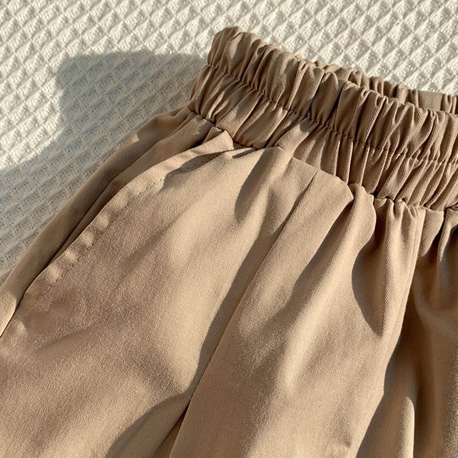 Cute Lace Trim Wide Leg Summer Pants Elastic Waist 1-10 Years