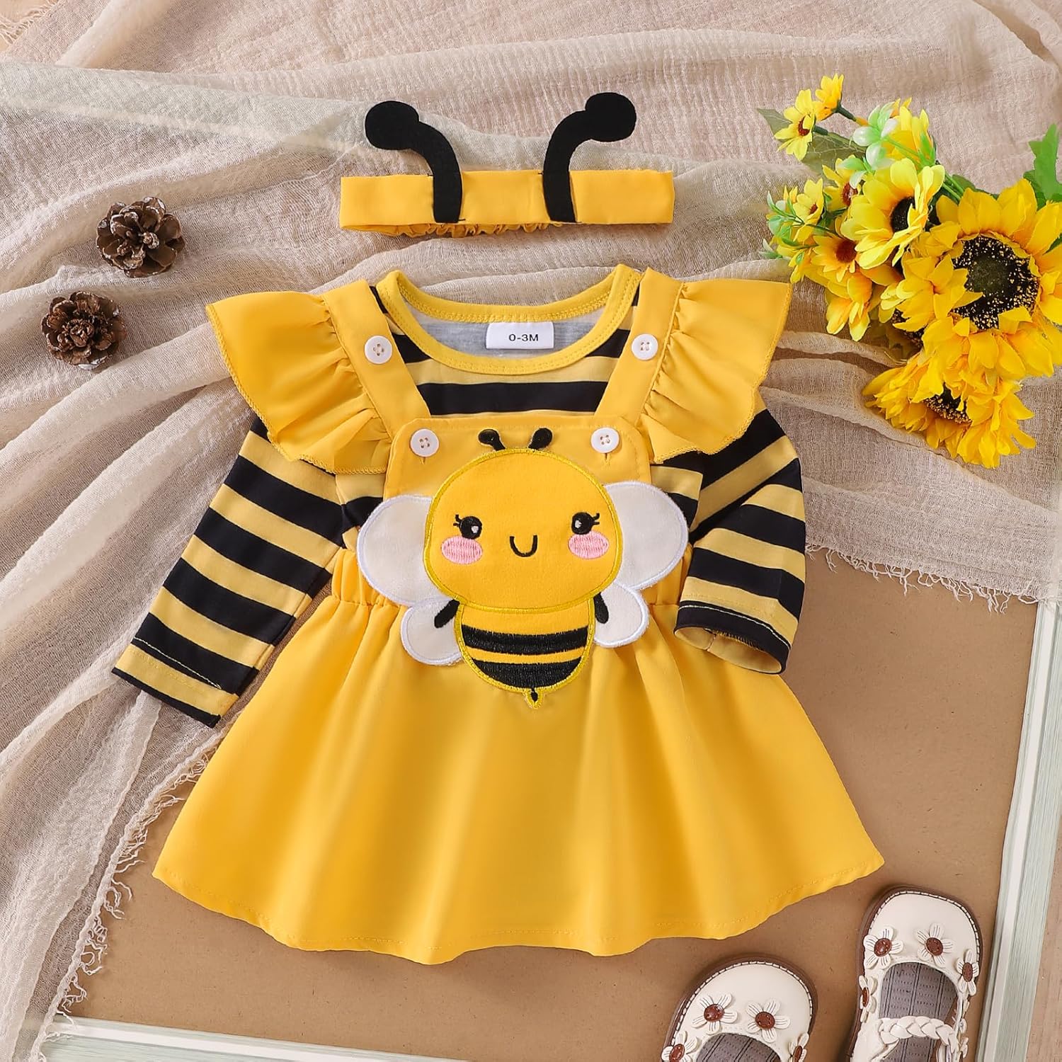 Halloween Baby Girl Outfit Set 3-Piece Romper Skirt Headband for Kids