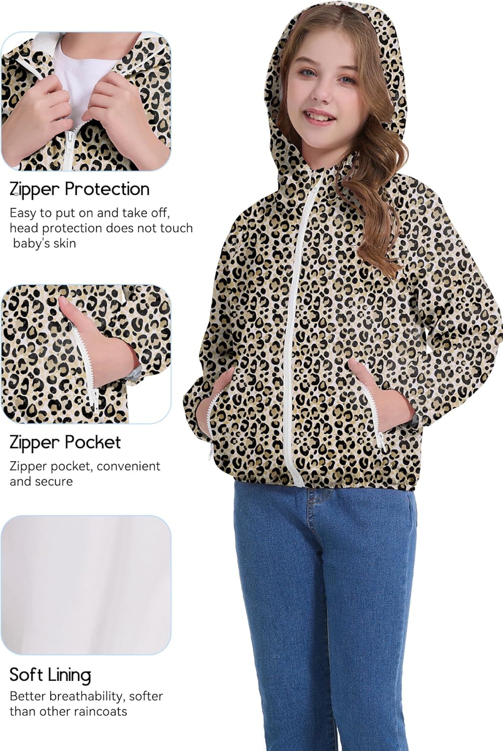 Zando Girls Rain jacket waterproof