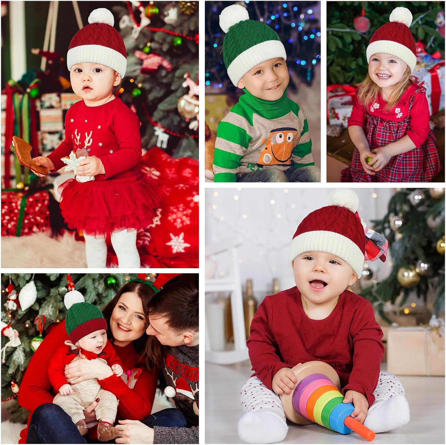 Century Star Baby Christmas Hat Knit Santa Beanie for Kids