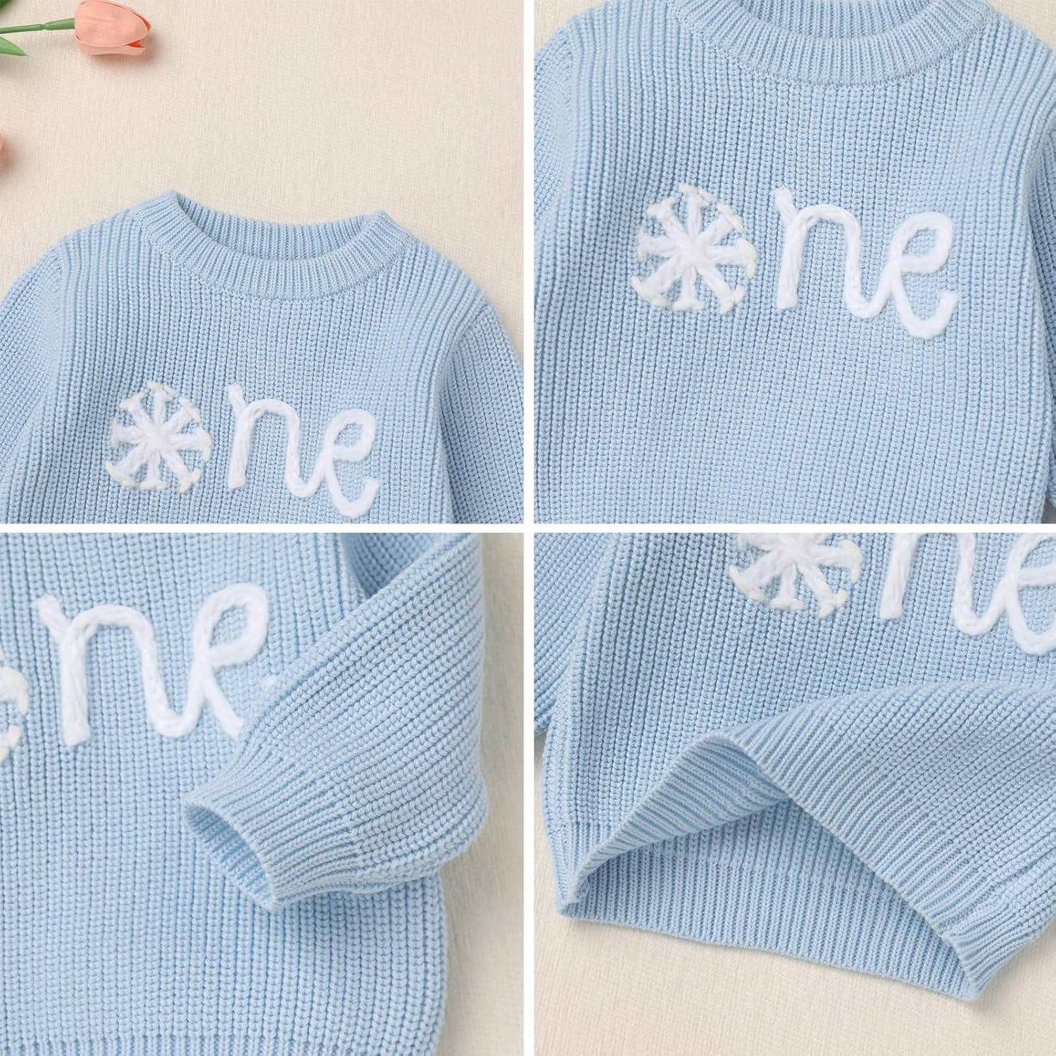 AWIBMK Winter Snowflake 1st Birthday Knitted Sweater for Toddler Boys Girls