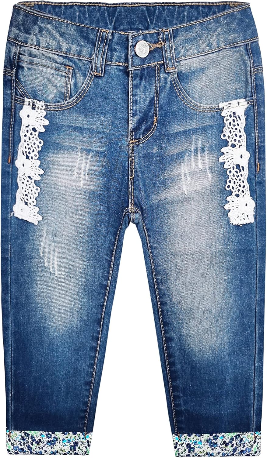 KIDSCOOL SPACE Girls Rabbit Embroidered Slim Jeans