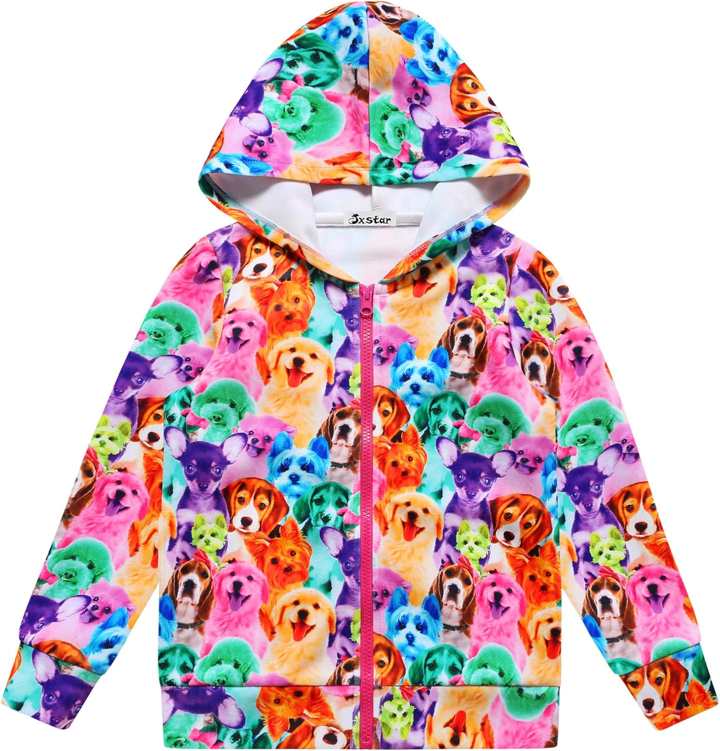 Girls Unicorns Cats Zip-Up Hoodie