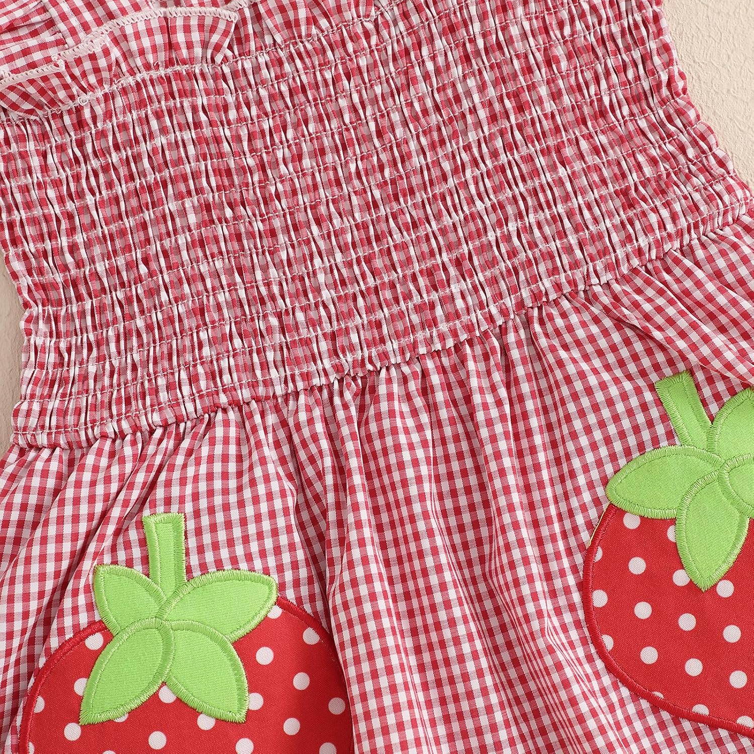 Fiomva Baby Girl Summer Romper Dress Strawberry Red 6-12 Months