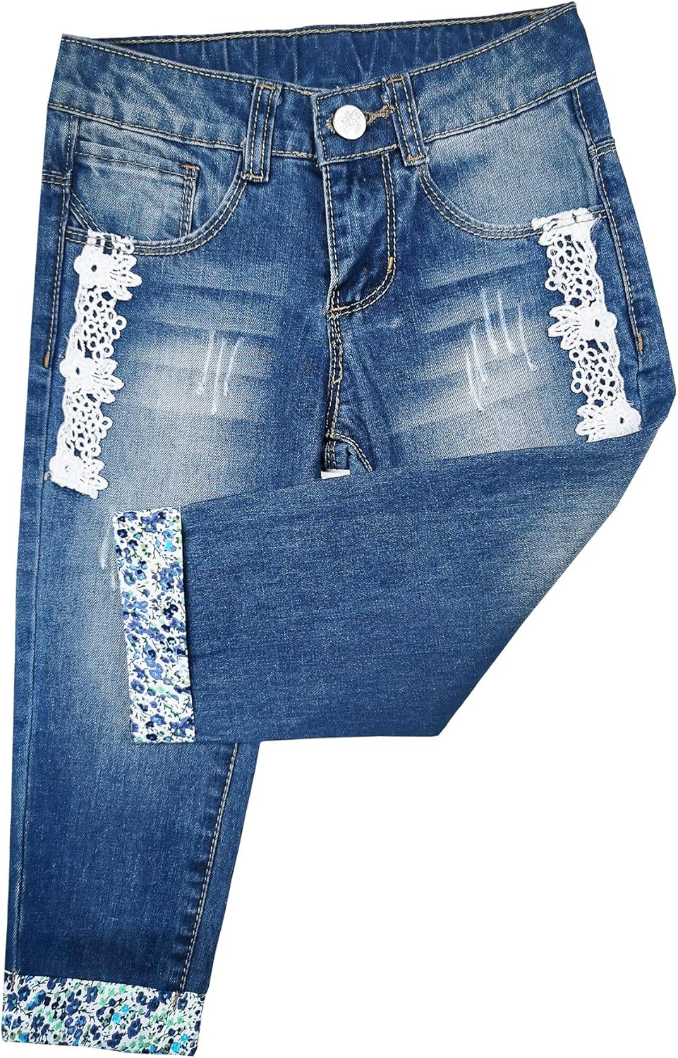 KIDSCOOL SPACE Girls Rabbit Embroidered Slim Jeans