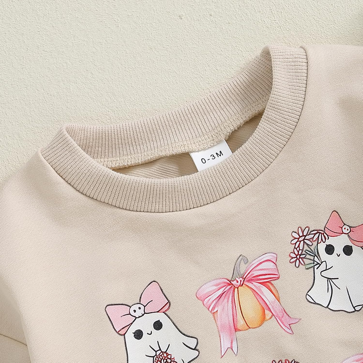 BULINGNA Newborn Baby Girl Halloween Outfit Ghost Bow Long Sleeve Sweatshirt Romper