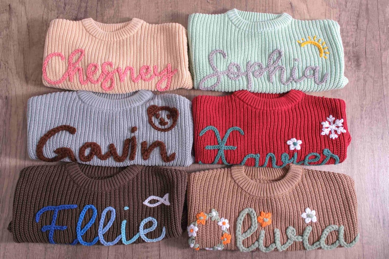 Personalized Baby Knit Sweater with Hand-Embroidered Name and Monogram