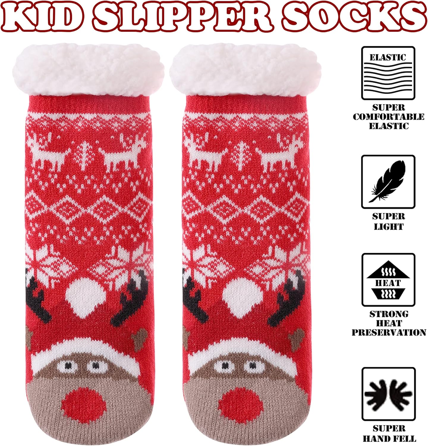 FNOVCO Kids Fuzzy Slipper Socks Boys Girls Warm Winter