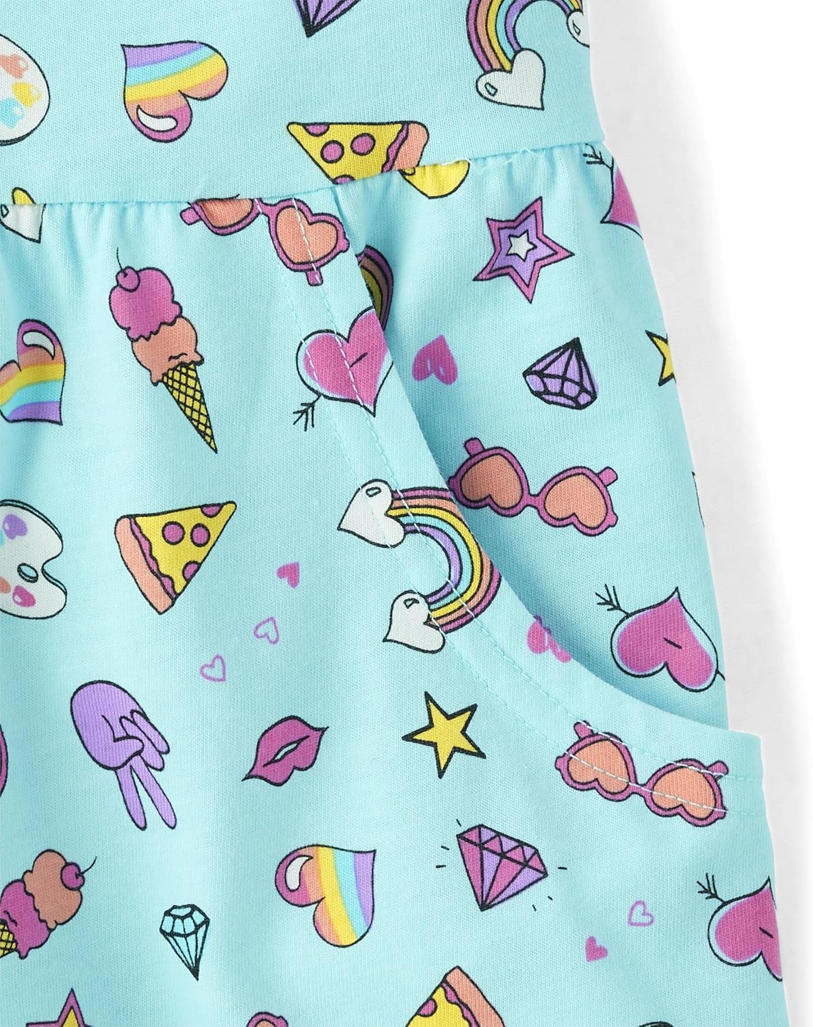 High-Quality Girls Short Sleeve Dress with Doodle Print